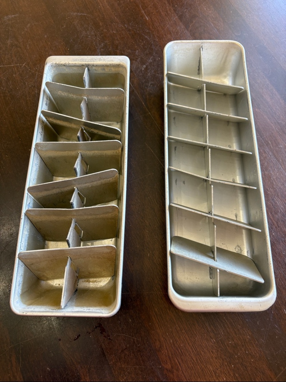 Vintage Aluminum Ice Cube Trays with Dividers